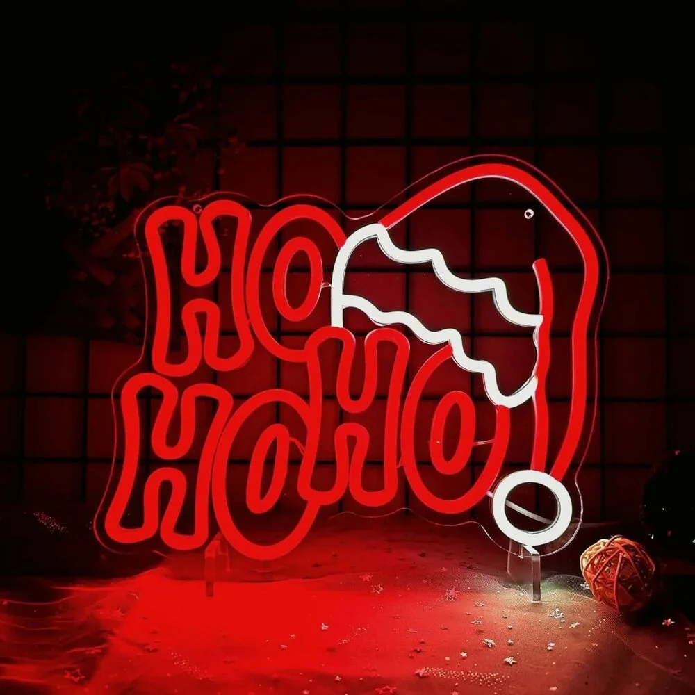 Christmas HOHOHO Neon Sign  Led Candy Dimmable Light Up Sign for Party Kids